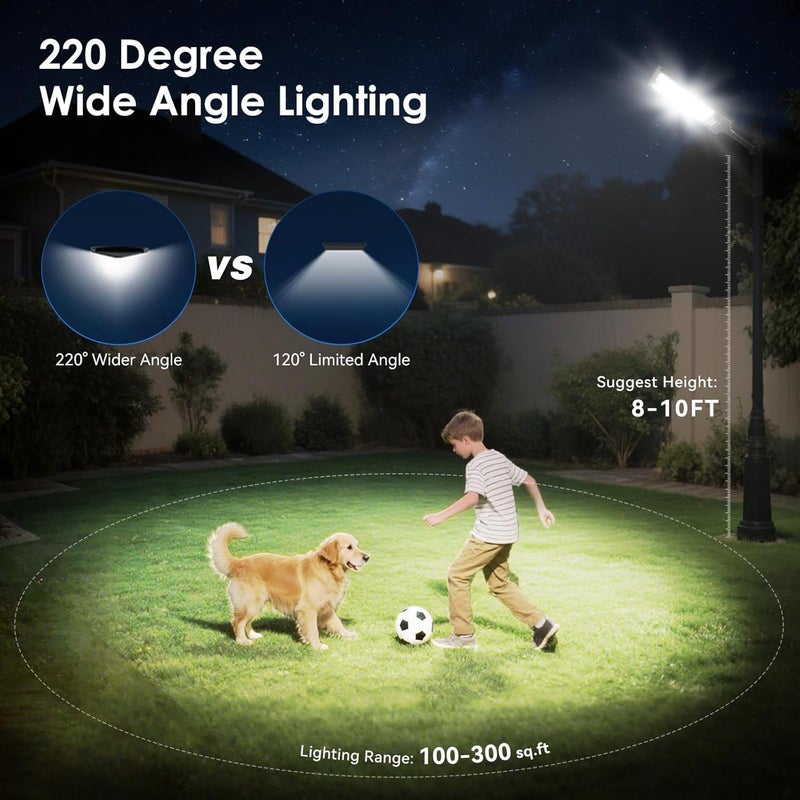 CNOIJUTS 2 Pack Solar Street Lights Outdoor Waterproof 6500K 13000LM LED Solar Flood Lights Dusk to Dawn Parking Lot Light with Motion Sensor and Remote Control for Commercial Area Lighting Yard - Image 3